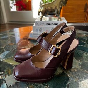 JILDIE SLINGBACK MARY JANE PUMP in French Burgundy